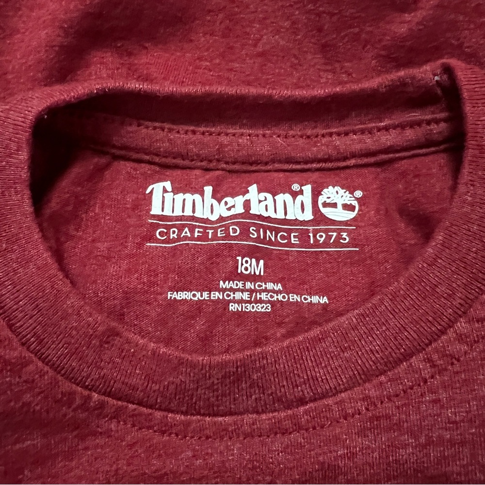 18M Timberland Toddler Boy T-Shirt Red And White Logo Tee Size 18 Months - Picture 3 of 3